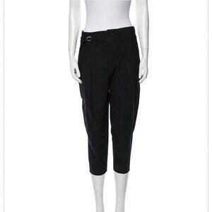 Helmut Lang Black High-Rise Cropped Straight-Leg Pants Size L